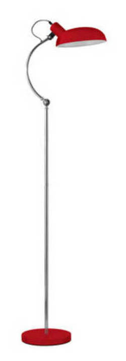 Chrome Floor Lamp with Red Shade